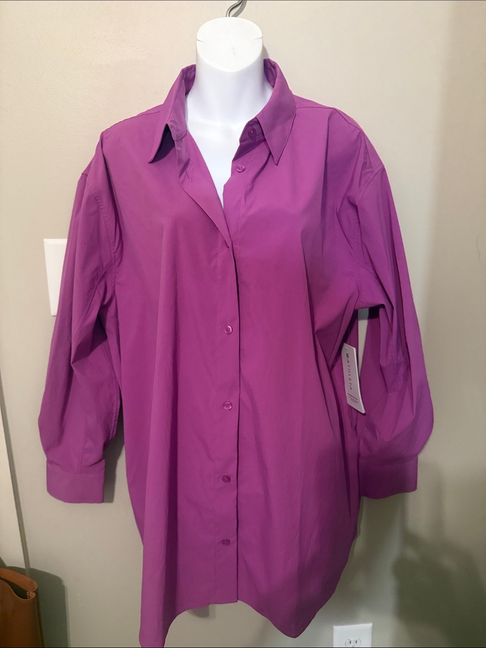 Athleta Magenta Button-Down Shirt - Collared Long Sleeve